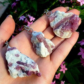 Pink Tourmaline Matrix in Quartz A Grade Cluster Raw Natural Rough Crystal Healing Gemstone Specimen key chain Stone - 1pc
