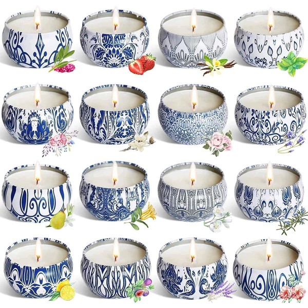 Onebird Set of 16 Scented Candle Gift Set,Natural Pure Soy