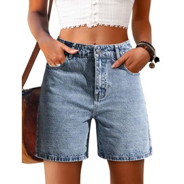 Eddoyee Women Denim Jean Shorts Stretchy High Waisted Jorts Y2k Bow Embroidery Frayed Hem Shorts with Pockets Black-Grey