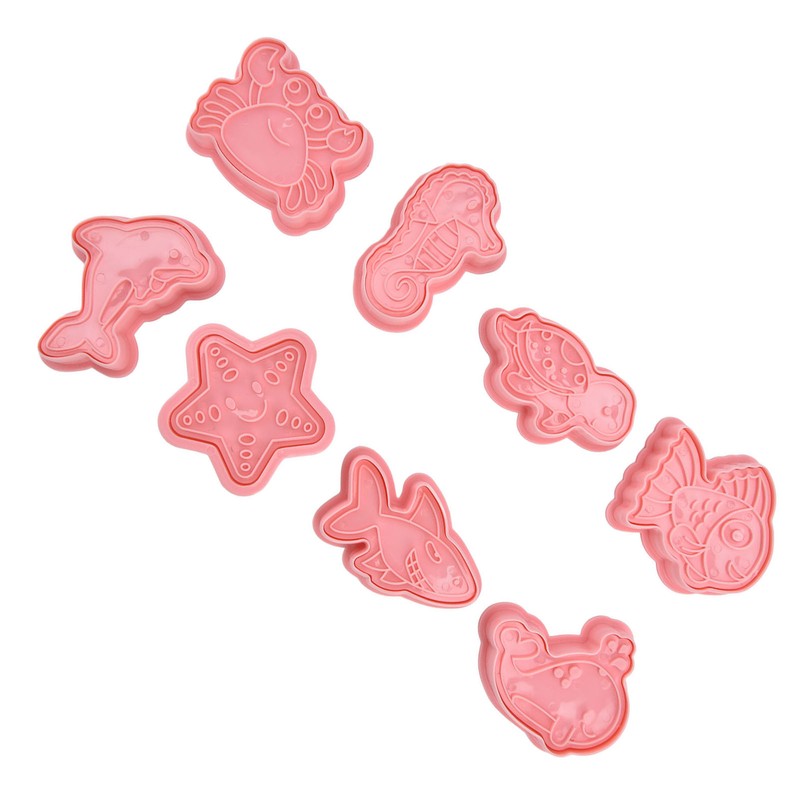 Plastic Cookie Cutters Sea Animal Pattern 3D Cartoon Baking Pressable