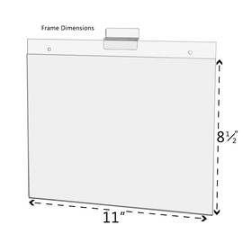 Marketing Holders Slatwall Sign Holder 11" x 8.5" Literature Display Frame Set of 10 Clear Acrylic