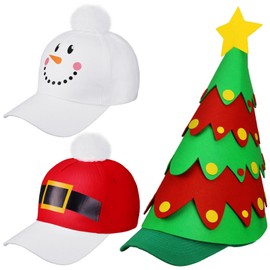 Liitrsh 3 Pcs Christmas Cap Santa Snowman Baseball Cap Green Christmas Tree Baseball Cap Adjustable Funny Xmas Hats for Adults Men Women Christmas Xmas Festive Party Supplies Gifts
