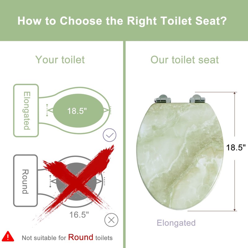 Angel Shield Marble Toilet Seat Durable Molded Wood with Quiet