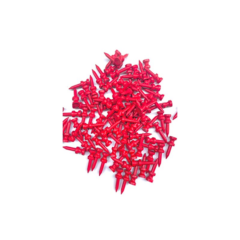TH Golf x100 Pcs Bamboo Red Castle Golf Tees 32mm