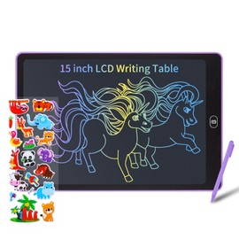 Coozlon LCD Writing Tablet for Kids, 15 Inch Erasable LCD Drawing Tablet for Kids with Lock Function Drawing Board for Doodle Drawing and Memo Lists,Free Animal Cartoon Stickers, Orchid