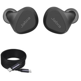 BoxWave Cable Compatible with Jabra Elite 4 Active - DirectSync PD Cable (10ft) - USB-C to USB-C (100W), Long Type C Braided Nylon Alloy Fast Charge - Jet Black