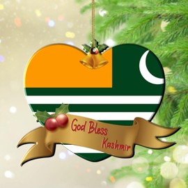 God Bless Kashmir Christmas Tree Ornament World State Map Flag Xmas Ornament Keepsake Holiday Decoration Funny Acrylic Ornament Pendant for Friends Coworkers Employees Family