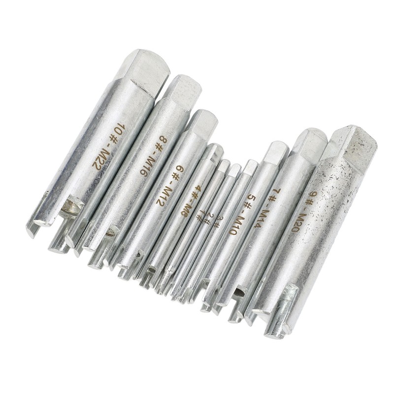 10Pcs Screw Tap Extractor Set Quenched Alloy Steel Broken Screw