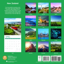 2025 New Zealand Monthly Wall Calendar by Bright Day, 12 x 12 Inch Aotearoa Kiwi Auckland Wellington