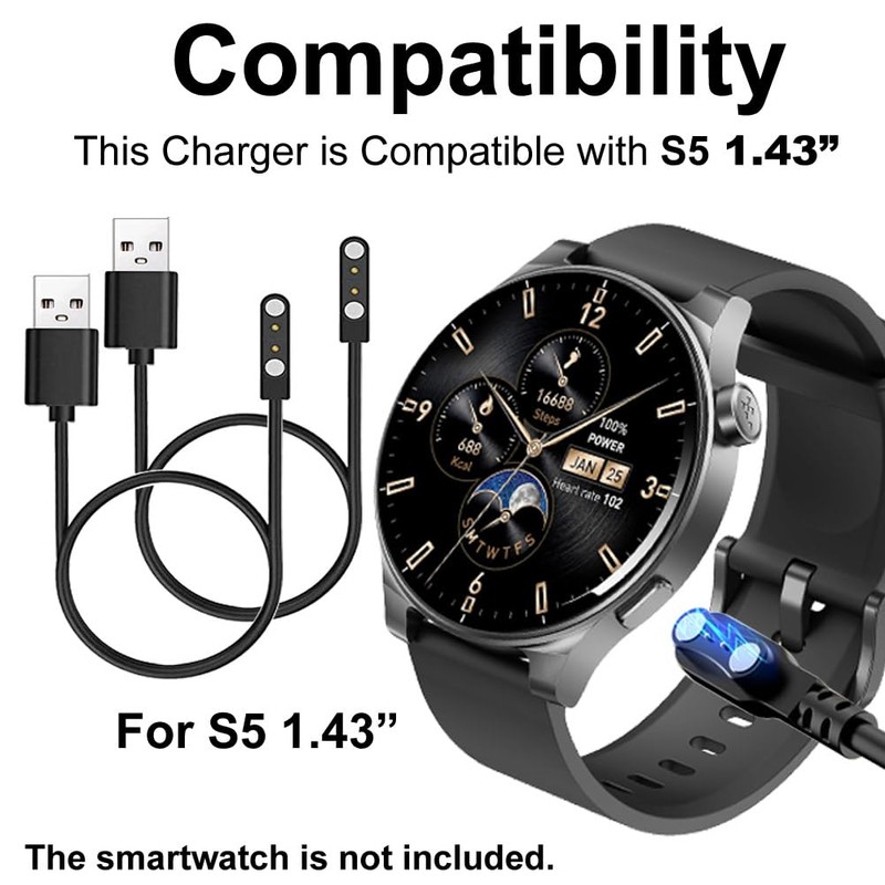 smaate Smart Watch Cables Compatible with TOZO S5 1.43” Round
