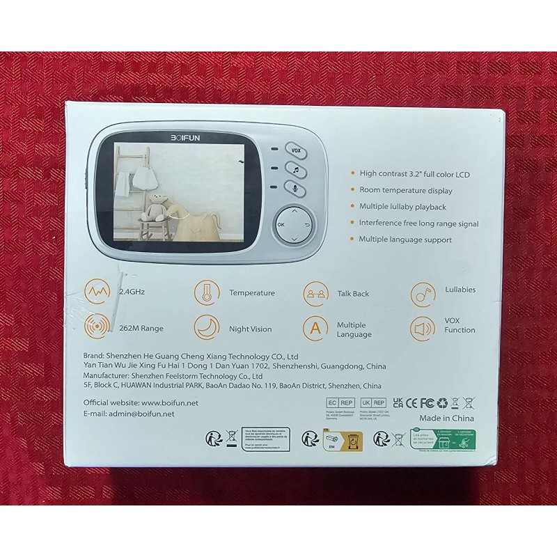 BOIFUN 3.2" Full Color Baby Monitor LCD Video Baby Camera: