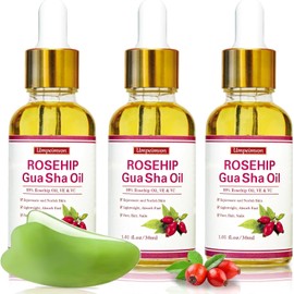 Paquete De 3 Aceites Faciales Gua Sha Para Mujer, Aceite Facial Orgánico De Rosa Mosqueta, Hidratante Con Infusión De Rosa, Vitaminas E Y C, Restaurador Y Rejuvenecedor, Aceite Facial