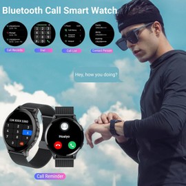 HOAIYO Smart Watches for Women Men (Call Receive/Dial), 1.5" Smartwatch with Call/Text/Heart Rate/Sleep/Calories Counter Game, IP68 Waterproof Fitness Tracker for Android iOS Phones (Black, 1.5")