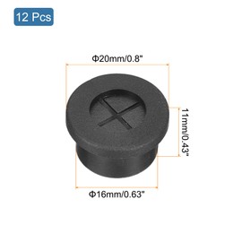 sourcing map 12 Pcs Cable Cord Grommet, 5/8 Inch (16mm) Desk Grommet Flexible Rubber Grommets Wire Hole Cover Pass Through for Office Computer Desk Wire Organizer, Black