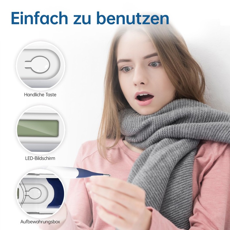 Digital Thermometer with Flexible Tip for Adults, Children and Babies