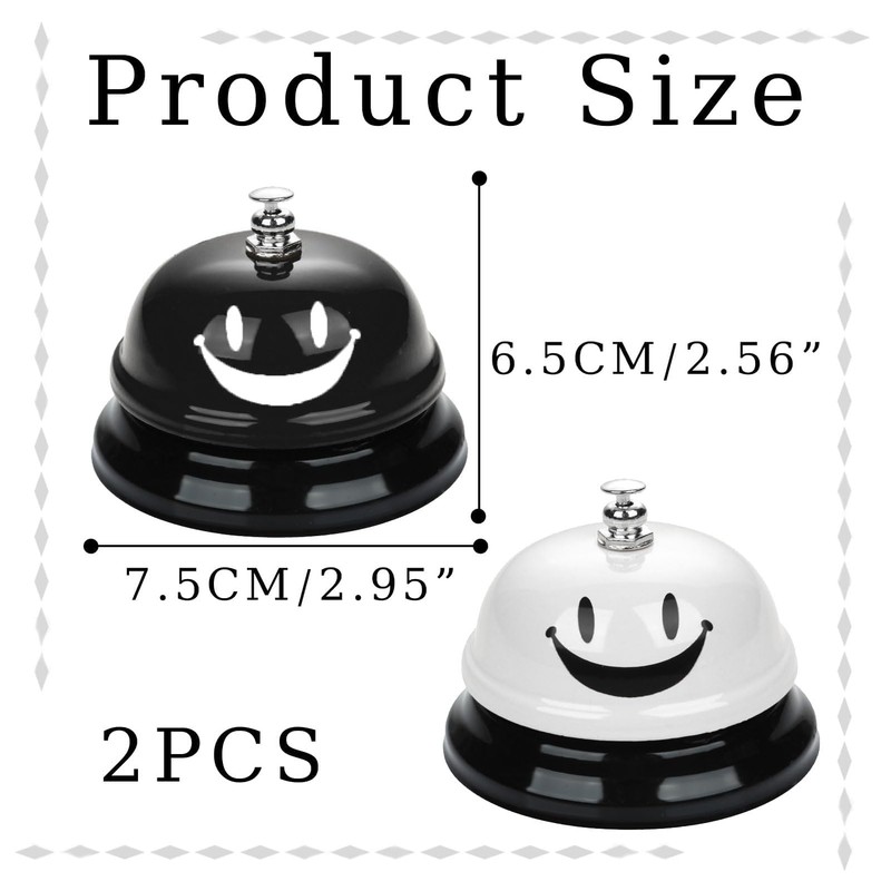 Pack of 2 Table Bell, Table Bell, Reception Bell, Black