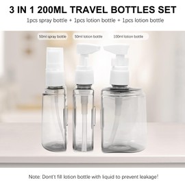 Skycase Travel Bottles - Leak Proof Refillable Tsa Approved Travel Size Toiletries, 3 in 1 Liquid Bottles Containers with Labels and Funnel Airplane Accessories Kits for Lotion Liquid (Blue)