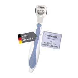 TITANIA Callus slicer with 10 replacement blades, callus remover made of stainless steel, quality callus cutter, made in Germany, callus slicer, blue