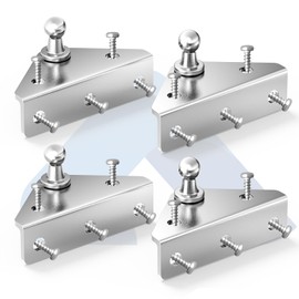 ARANA 10MM Gas Struts Mounting Bracket, 4PCS Ball Stud Mounts Brackets for Universal Lift Supports Shocks Spring with 20 Screws, Silver (Only Fits 10mm Ball Head)