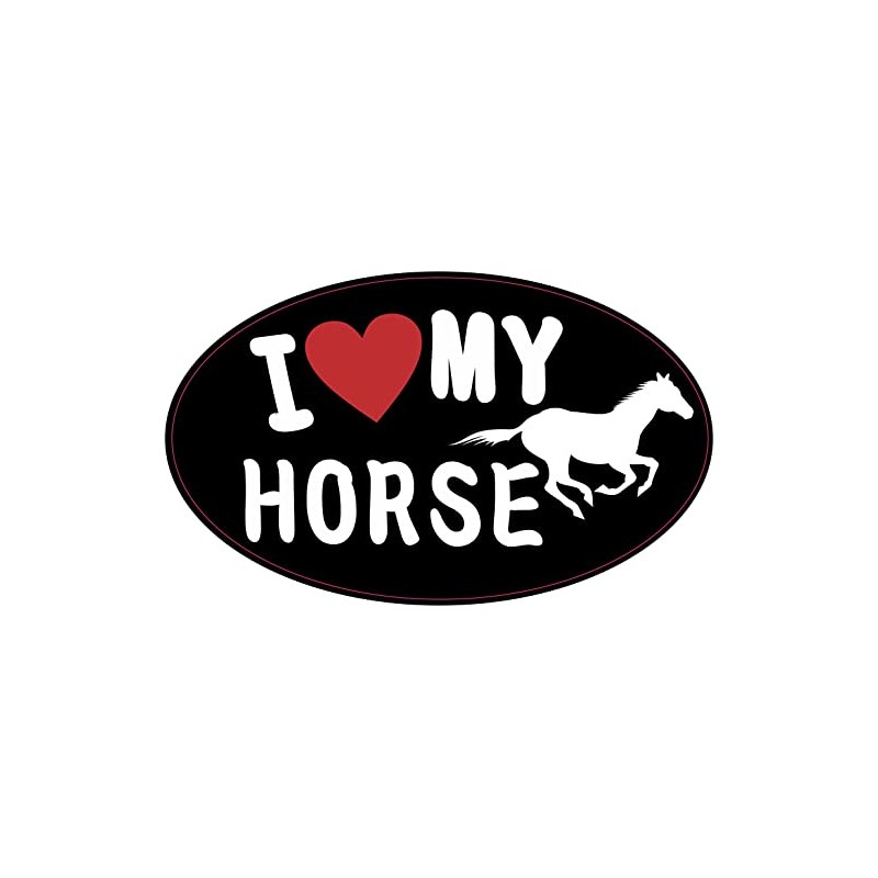 StickerTalk Oval I Love My Horse Vinyl Sticker, 5 inches