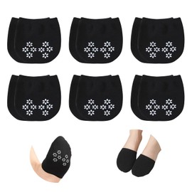 SooGree 6 Pairs Toe Topper Socks Women Invisible Socks Toe Cover Liner Half Socks Seamless Non-Slip Toe Half Socks (6 Pairs black)