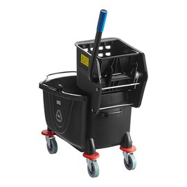 Commercial Mop Bucket with Side Press Wringer, 26 Qt, Black, 4 Casters
