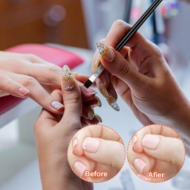 cobee 10 Piece Professional Nail Art Brush Set, Black Nail Design Detail Brush Tool, Acrylic Nail Art Gel, Flat Head Nail Brush Pen with Soft Nylon Bristles for DIY Manicure Design