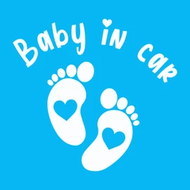 P005 Baby in Car Sticker 15 cm x 14 cm Car Sticker Baby Sticker Vinyl (White)