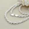 Double Accent Sterling Silver Necklace 4mm High Polished Rope Chain