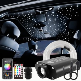 ATOKEE 16W Fiber Optic Lights, Starlight Headliner Kit Optical Fiber Strings, 295pcs*(0.03in+0.04in+0.06in)*9.8ft Car Ceiling Star Light, Bluetooth App & 28-Key RF Remote & Music Control