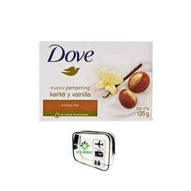 Eco-Bundle Dove Purely Pampering (Karite y Vainilla) Beauty Bar (135g/4.75Oz) (Pack of 8) TSA Approved Travel Bag