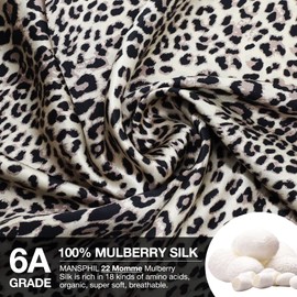 MANSPHIL 100% Mulberry Silk Pillowcases for Hair and Skin, Both Side 22 Momme Silk, Brown Leopard Pillow Cases, Hidden Zipper, 6A Grade Soft Breathable Cooling, 50cmx91cm