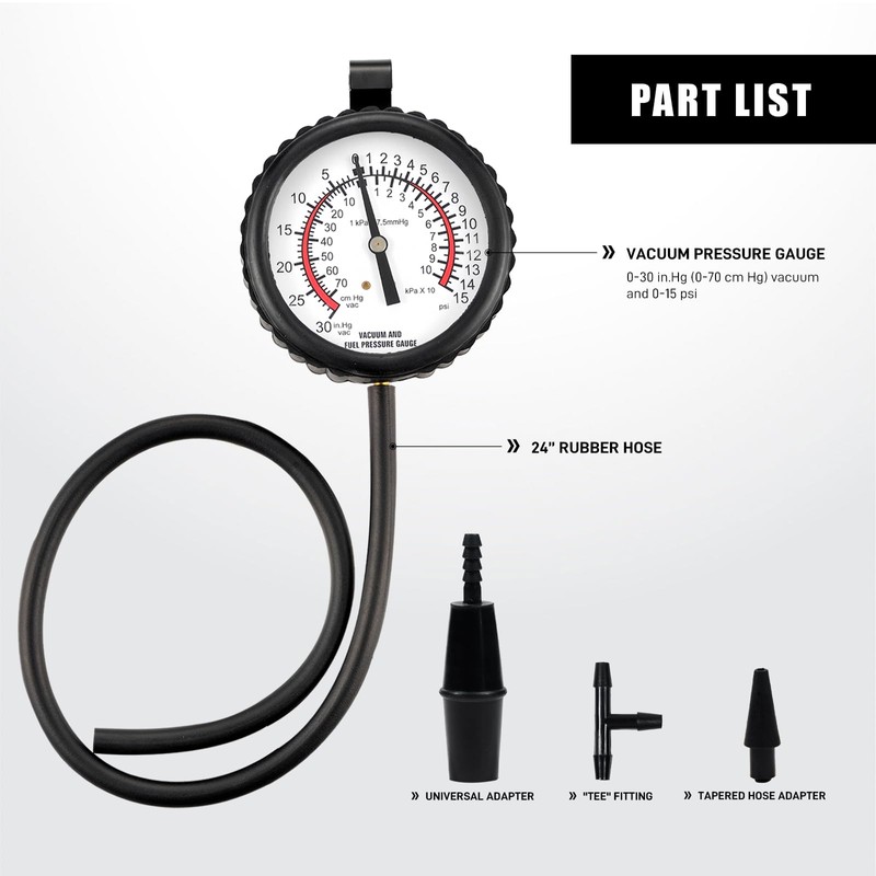 PESIKO Fuel Pump Tester Gauge Kit, Leak Carburetor Pressure Diagnostics