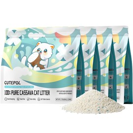 Cutepol Cassava Clumping Cat Litter, Non Sticking, Rapid Clumping, Water Absorbent, Dust-Free, 11lb (4 Pack of 2.75lb Bags)