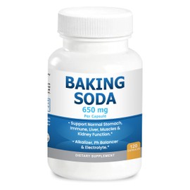 Natural Baking Soda Capsules - 650mg Baking Soda Tablets for Kidney & Stomach Acid - Sodium Bicarbonate Pills, Bicarbonate of Soda, Bicarbonato de Sodio para Tomar, Sodium Bicarbonate 650 mg Tablets