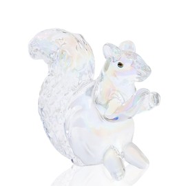 Crystal Glass Squirrel Figurine Dazzle Clear Squirrel Decor Statue Cute Animal Ornament Handmade Sculpture for Home Decor