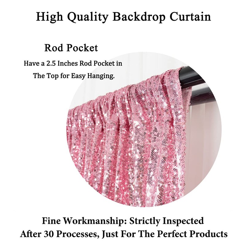 DUOBAO Sequin Backdrop, 4FTx8FT Pink Gold, Premium Material, No Seam,