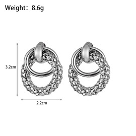 Chunky Gold Knotted Drop Dangle Earrings for Women Minimalist Silver Geometric Large Metal Link Dangling Earrings Trendy Statement Jewelry Gifts (Silver)