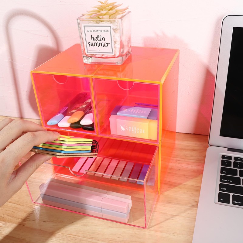 Gelite Desk Organizer with 3 Storage Drawers for Makeup Office
