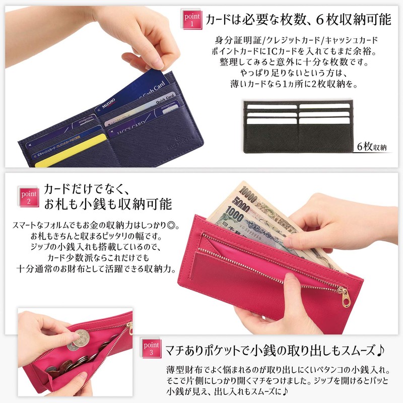 Blue Sincere SW2 Ultra Thin Long Wallet, Genuine Leather, Card