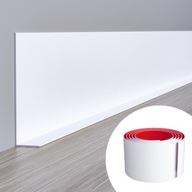 Duzzy Flexible Baseboard Molding Trim, 5 Inch(W) x 40 Feet(L) Peel and Stick Rubber Wall Trim Molding, Self-Adhesive Vinyl Wall Base Cove Base
