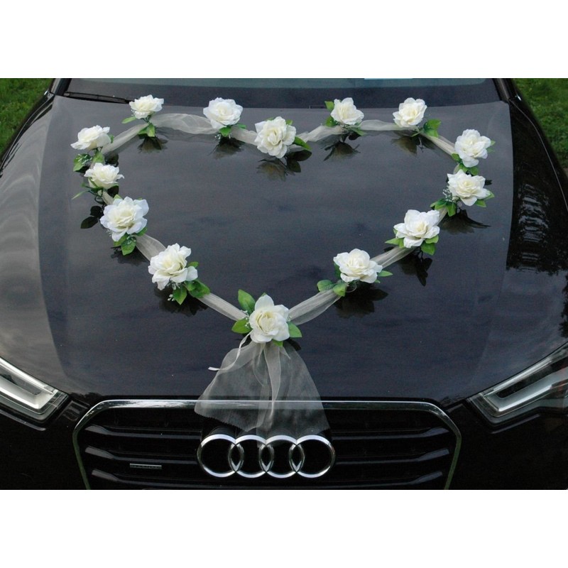 Organza Heart Car Decoration Wedding Car Decoration, Rose Decoration, Bride