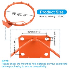 PATIKIL Basketball Rim, 18 Inch, Replacement Wall Door Mounted Hanging Rim 18" Dia Strong Bearing Rim, Fit for Indoor and Outdoor Wall, Orange (Hollow Steel)