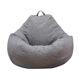 Bean Bag Cover with Handle and Side Pockets Lazy Bag Cover Washable Soft Fabric (Grey 80X90cm)