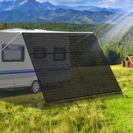 NAIMORUI RV Awning Shade Screen with Zipper, 8'X19'3" RV Awning Front Shade Screen, Black Mesh UV Blocker Sunshade Complete Kits for RV Camper Motorhome Trailer, Black
