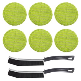 FFDHWU 6 Pieces Of Mop Replacement Cloths And 2 Pieces Of Crevice Brushes, Round Cleaning Cloth, Multi-Functional Cleaning Tool, Suitable For Cleaning Rooms, Bathrooms And Kitchens