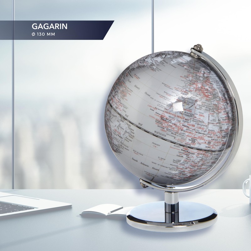 TROIKA Gagarin Mini Globe Diameter 13 cm Silver-Coloured Seas &