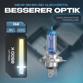 Gread Box Halogen Lamps in Xenon Look H1 to H11 in Super White 8500K 55W