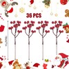 YiYa 36 Pcs Christmas Holly Berries Artificial Red Berry Stems
