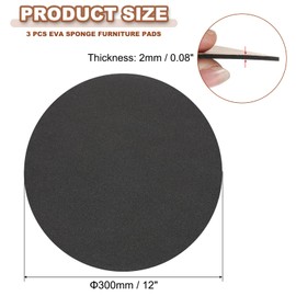 PATIKIL 12 Inch Diameter Lamp Base Felt 3Pack 2mm Thick Foam Adhesive Non-Slip EVA Protection Pad Mat for Lamp Furniture DIY Craft, Black